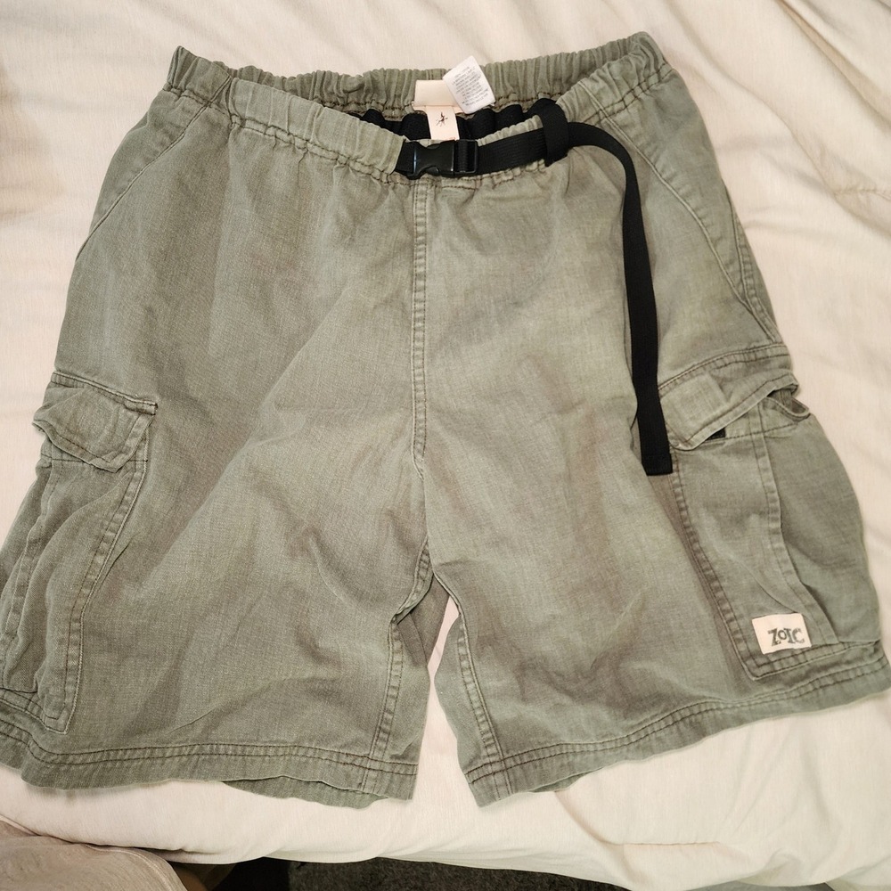 Zoic Mountain Bike Shorts Mens Medium Green Good Padded Liner Cargo Made in USA